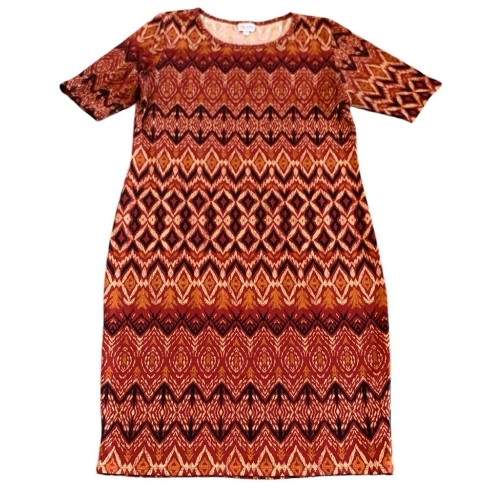 Lularoe Julia Sheath Black Red Batik Dress Size 2XL